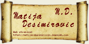 Matija Desimirović vizit kartica